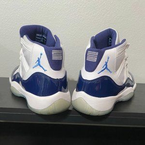 Air Jordan 11 Retro BG. White and University Blue. Size 6Y (Womens Size 8).